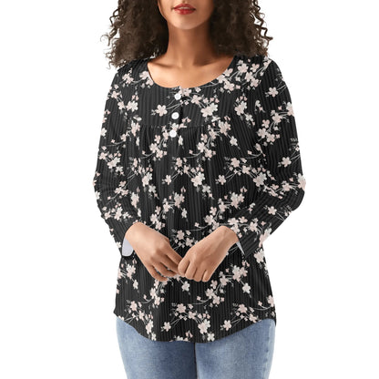 Lovely Prints - Reg & Plus Sizes - Womens Long Sleeve Loose Flare Blouse