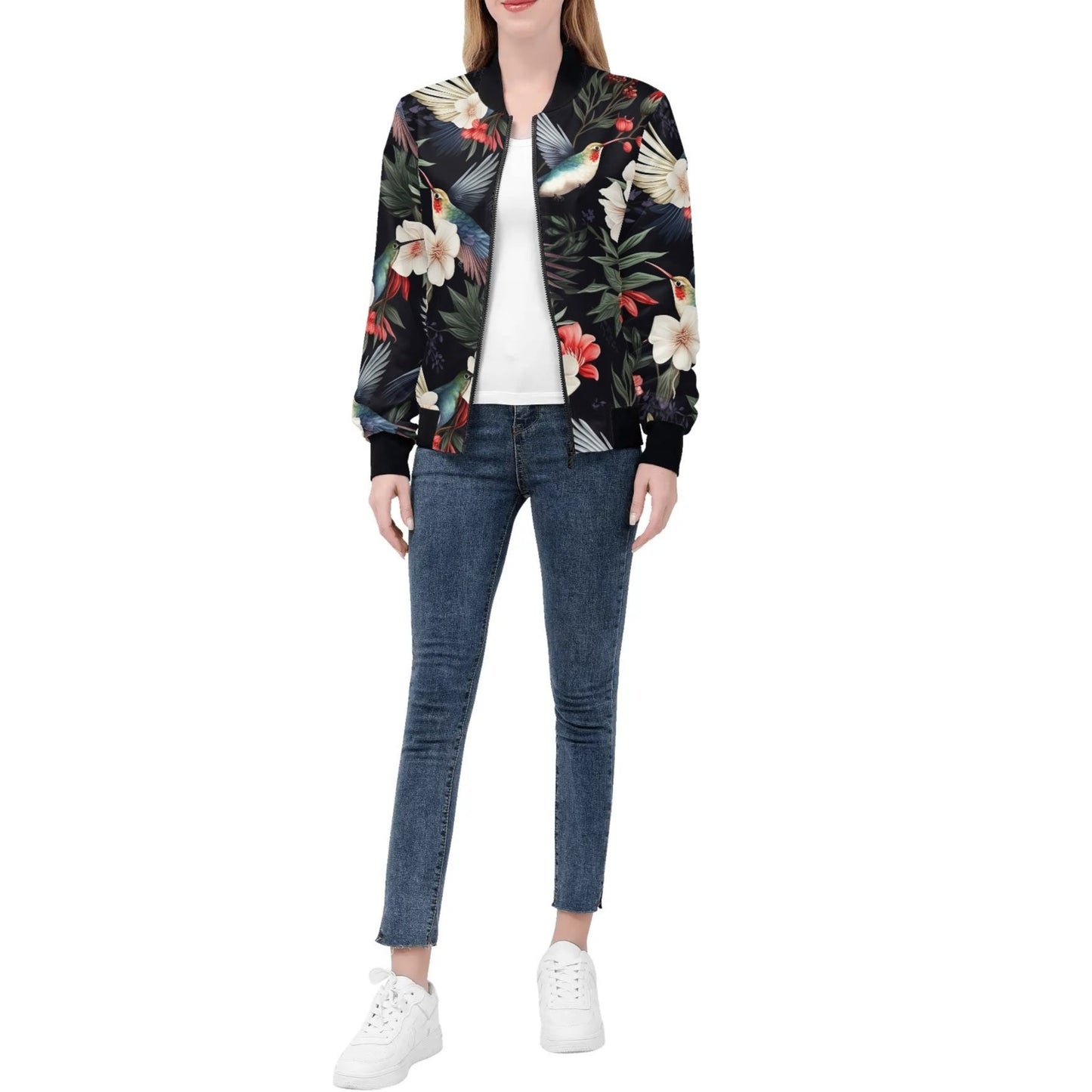 Various Prints - Womens Zip Up Bomber Jacket