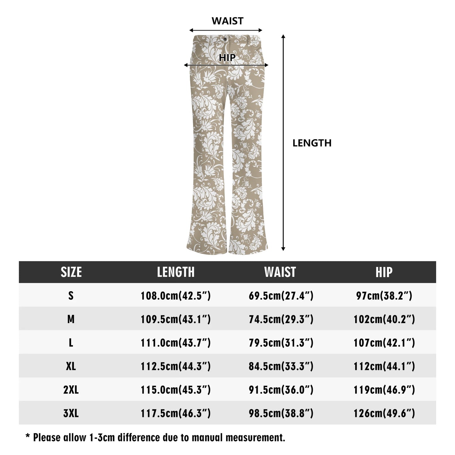 Women's Retro Flare Pants - MUTED Toned Prints