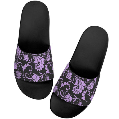 Black Soled Coloured Paisley - Women's Slide-On Sandals