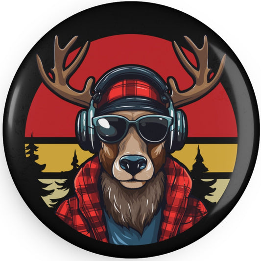 Moose on a Magnet - BLACK Button Magnet, Round (1 or 10 pcs)