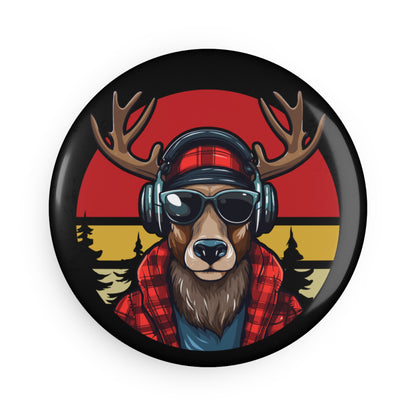 Moose on a Magnet - BLACK Button Magnet, Round (1 or 10 pcs)