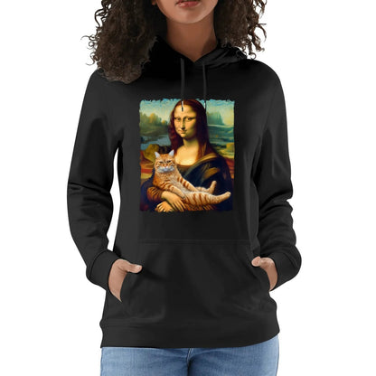 Mona Lisa with Orange Cat - Unisex Soft 100% Cotton Hoodie - Funny Art