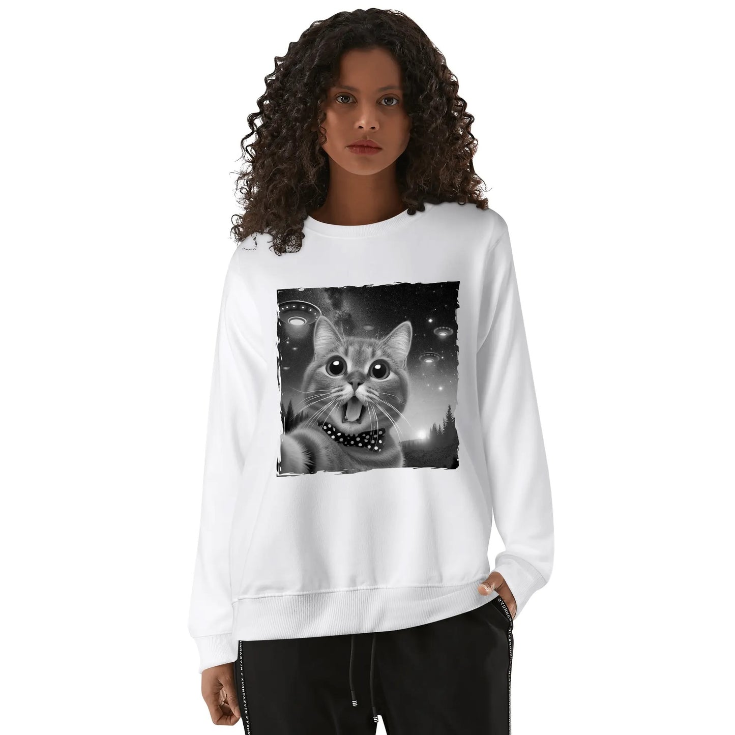 Funny UFO Cat Selfie - Unisex Soft 100% Cotton Sweatshirts and Hoodies