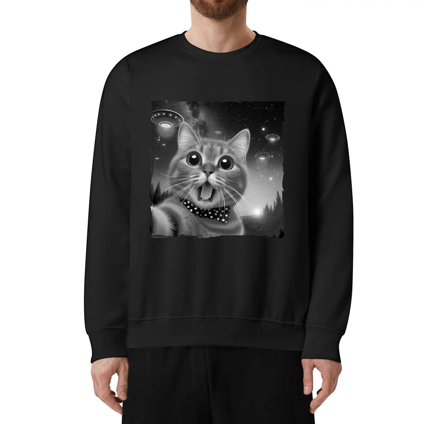 Funny UFO Cat Selfie - Unisex Soft 100% Cotton Sweatshirts and Hoodies