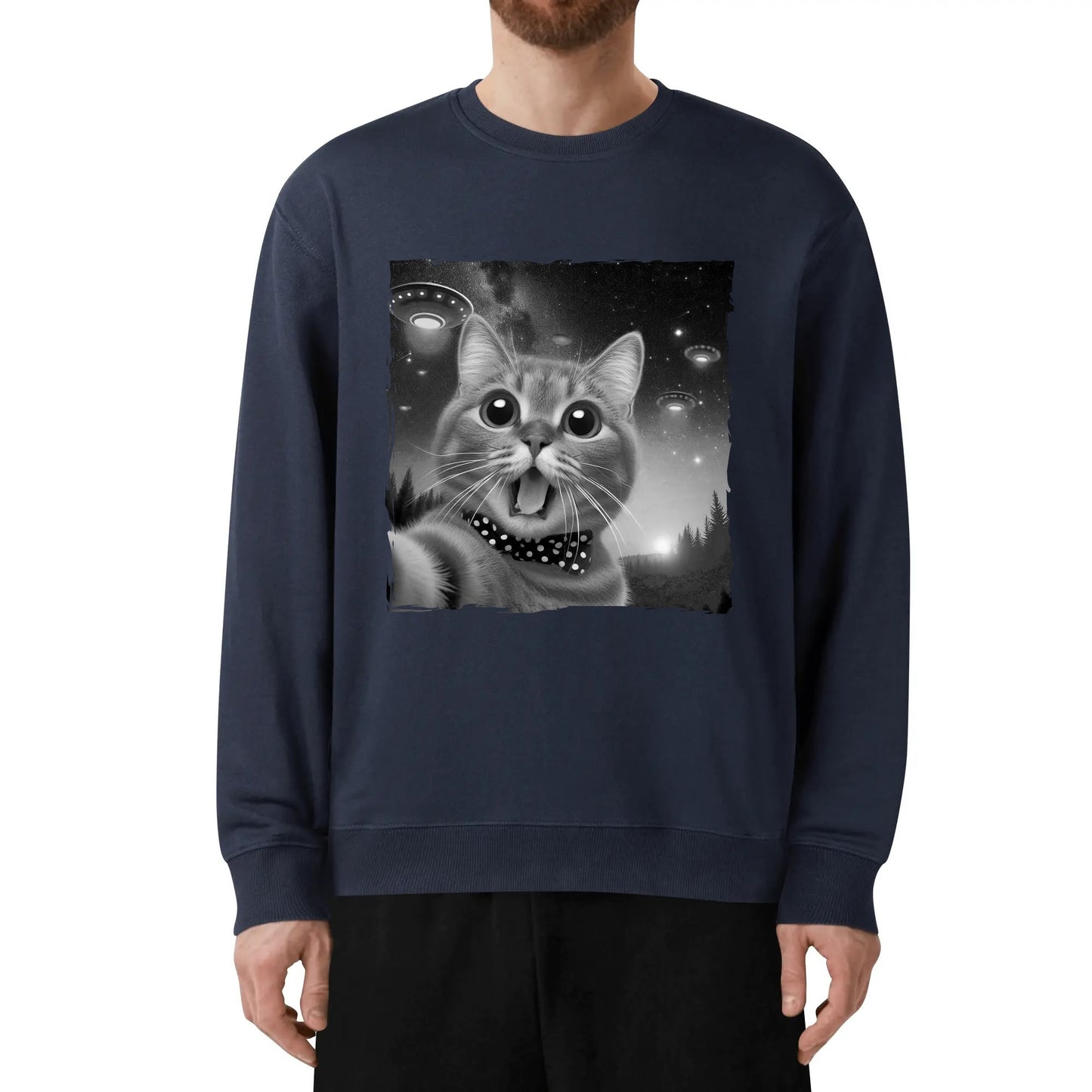 Funny UFO Cat Selfie - Unisex Soft 100% Cotton Sweatshirts and Hoodies