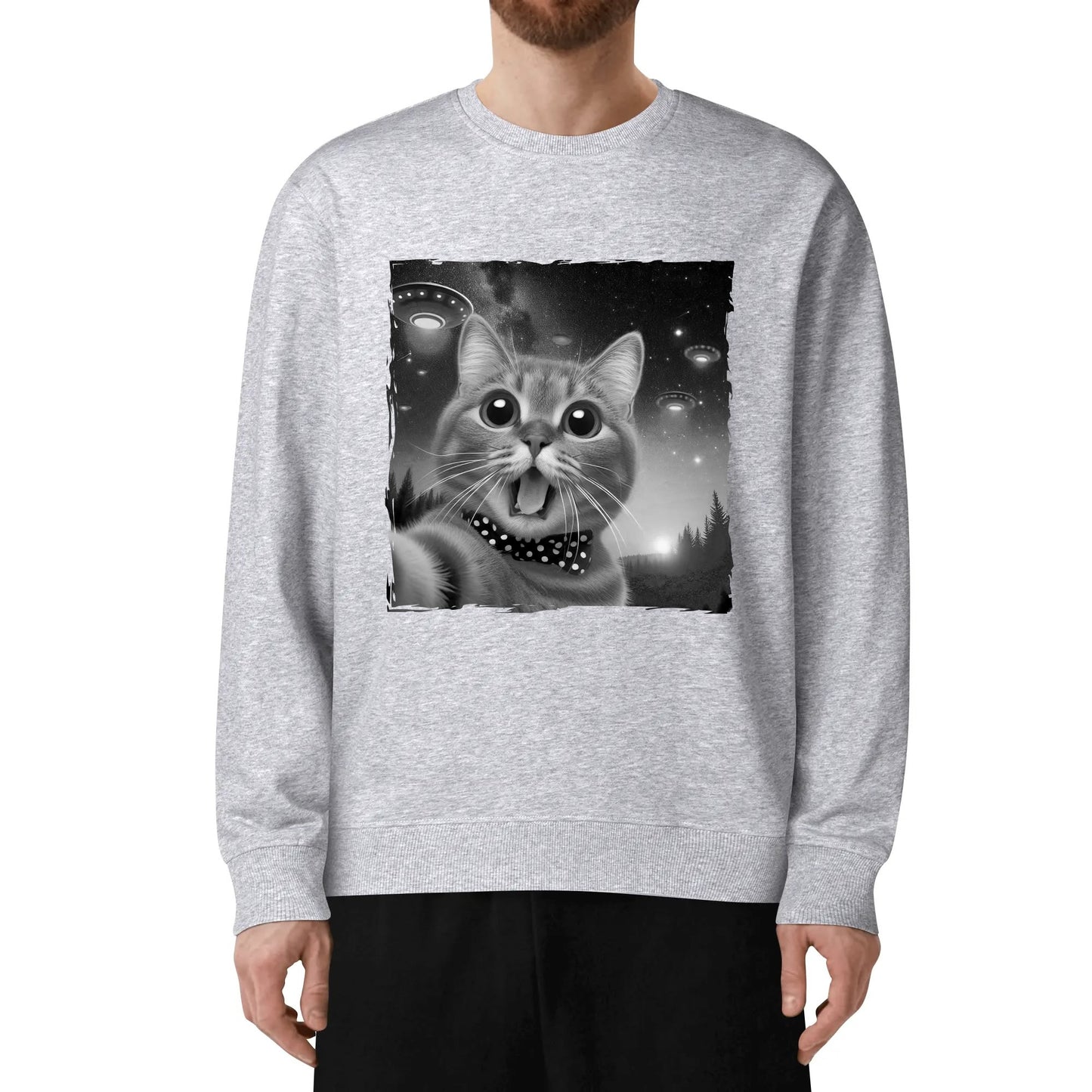 Funny UFO Cat Selfie - Unisex Soft 100% Cotton Sweatshirts and Hoodies