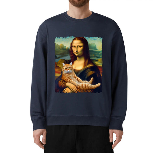 Mona Lisa & Orange Cat - Unisex Soft Cotton Sweatshirt