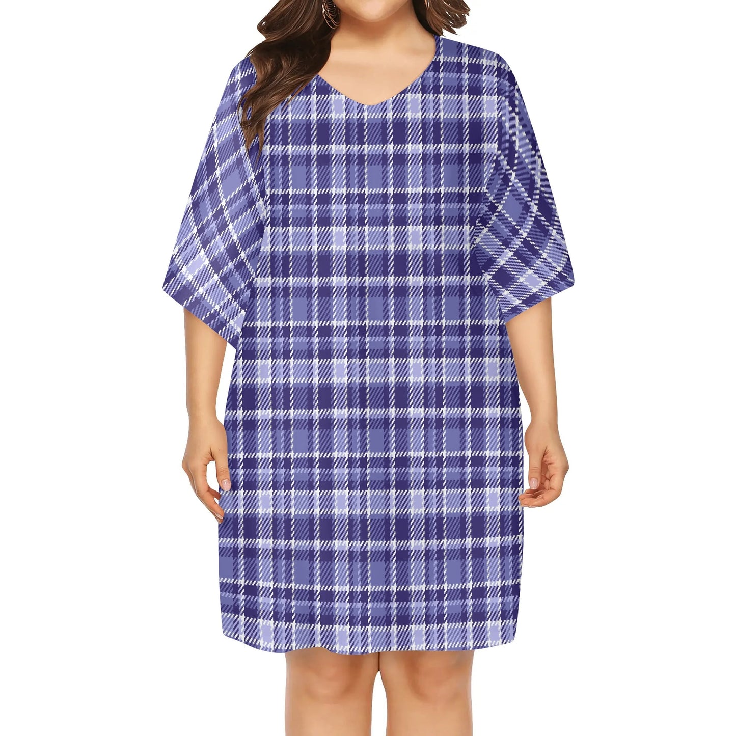 Various Patterns - Womens V-Neck Plus Size Loose Muumuu House Dress