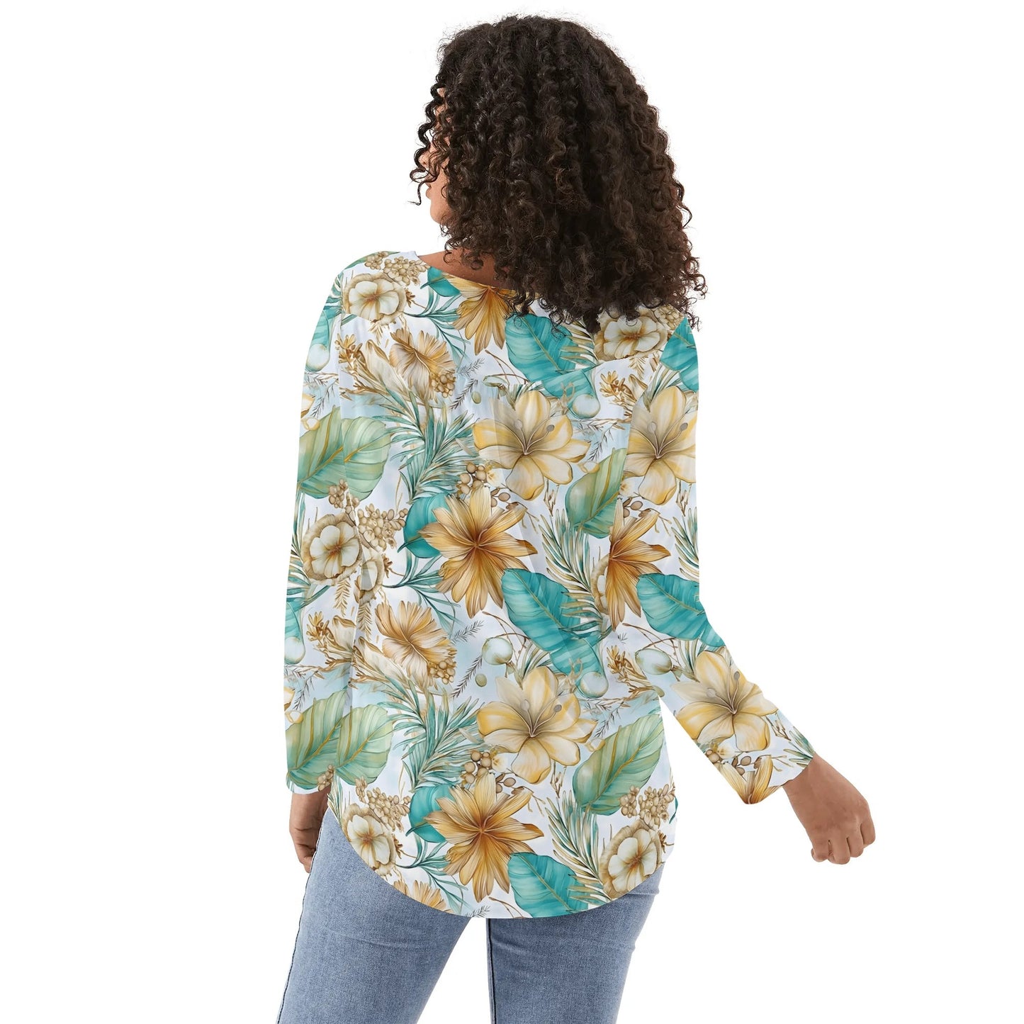 Lovely Prints - Reg & Plus Sizes - Womens Long Sleeve Loose Flare Blouse