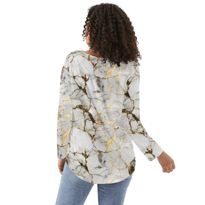 Lovely Prints - Reg & Plus Sizes - Womens Long Sleeve Loose Flare Blouse