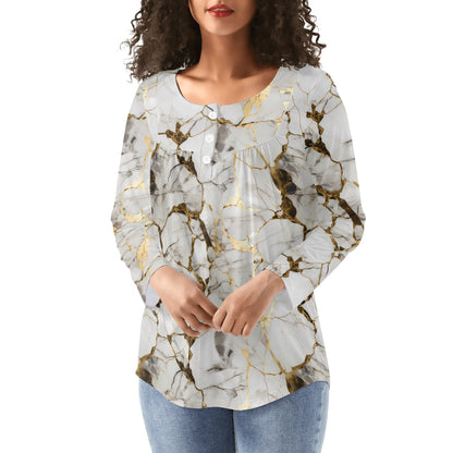 Lovely Prints - Reg & Plus Sizes - Womens Long Sleeve Loose Flare Blouse