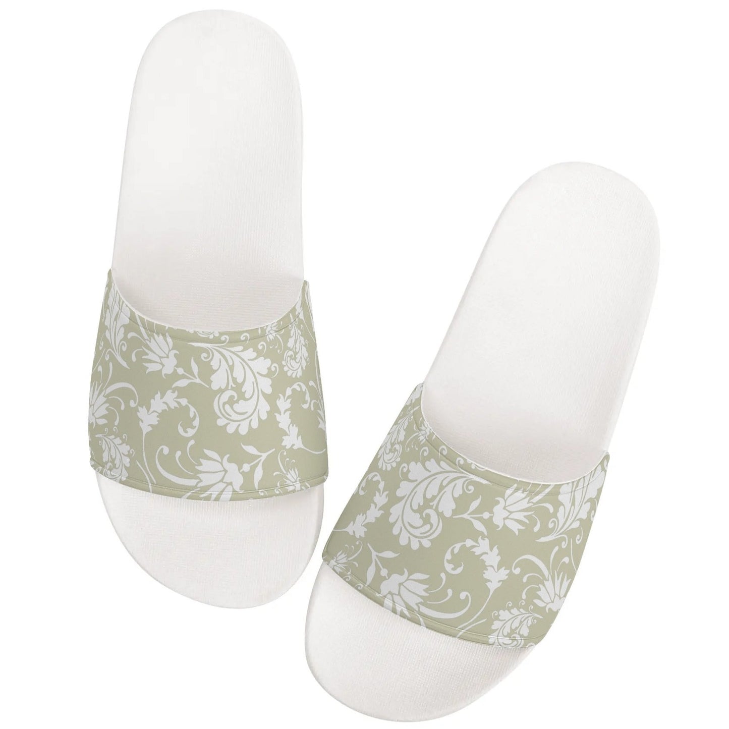 White Soled White Paisley - Women's Slide-On Sandals