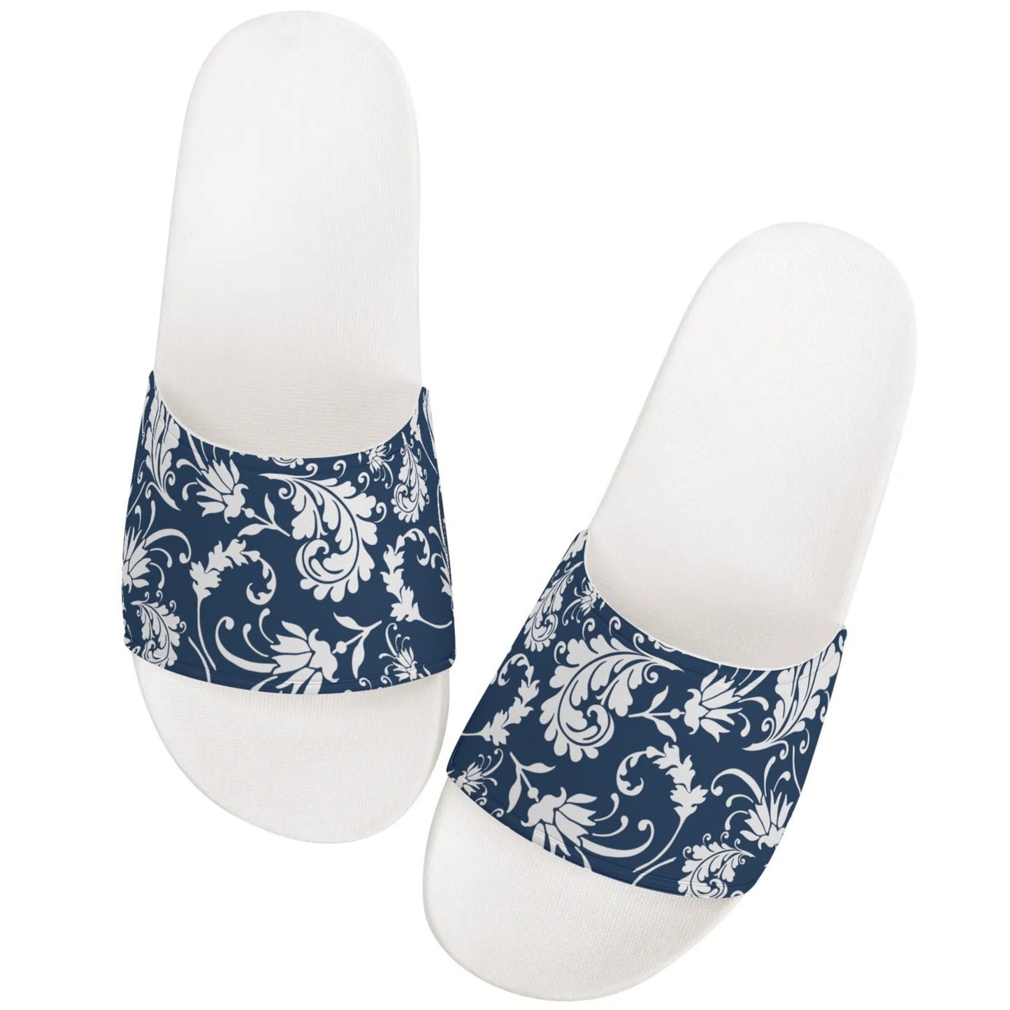 White Soled White Paisley - Women's Slide-On Sandals