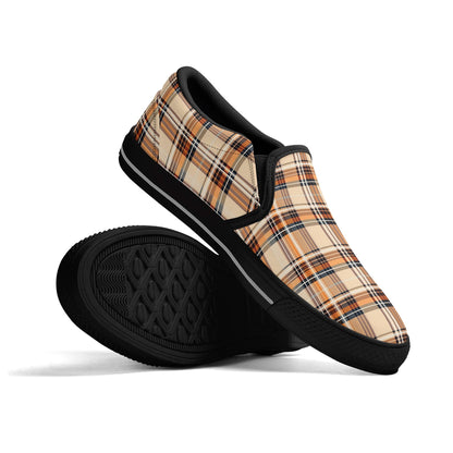 Men's Brown Tan Plaid Rubber Soled Loafers