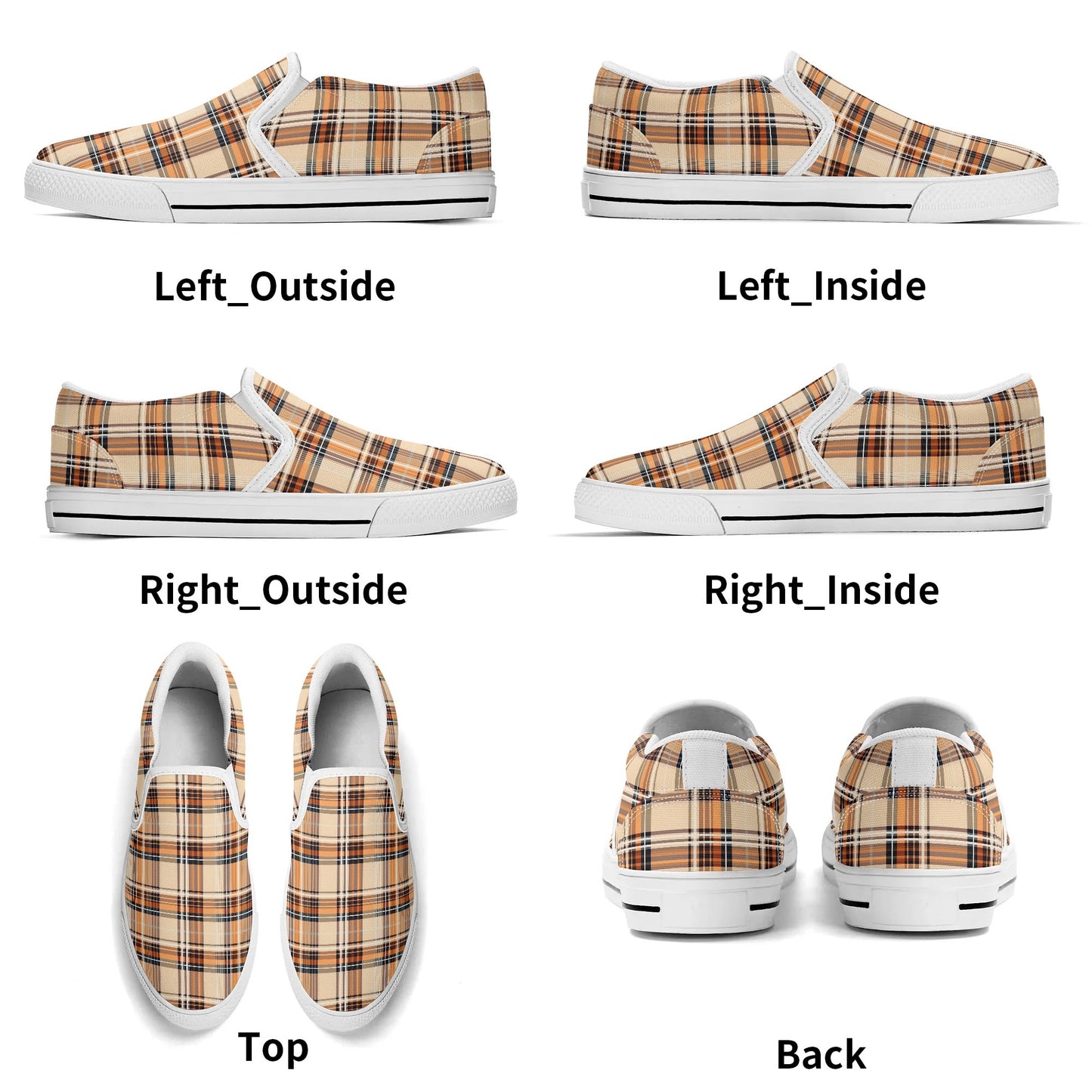 Men's Brown Tan Plaid Rubber Soled Loafers