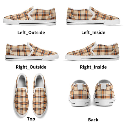 Men's Brown Tan Plaid Rubber Soled Loafers