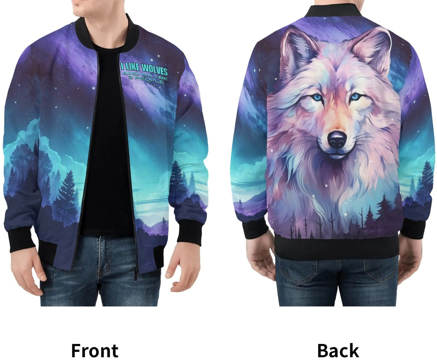 I Like Wolves and Maybe 3 People - Mens Bomber Jacket