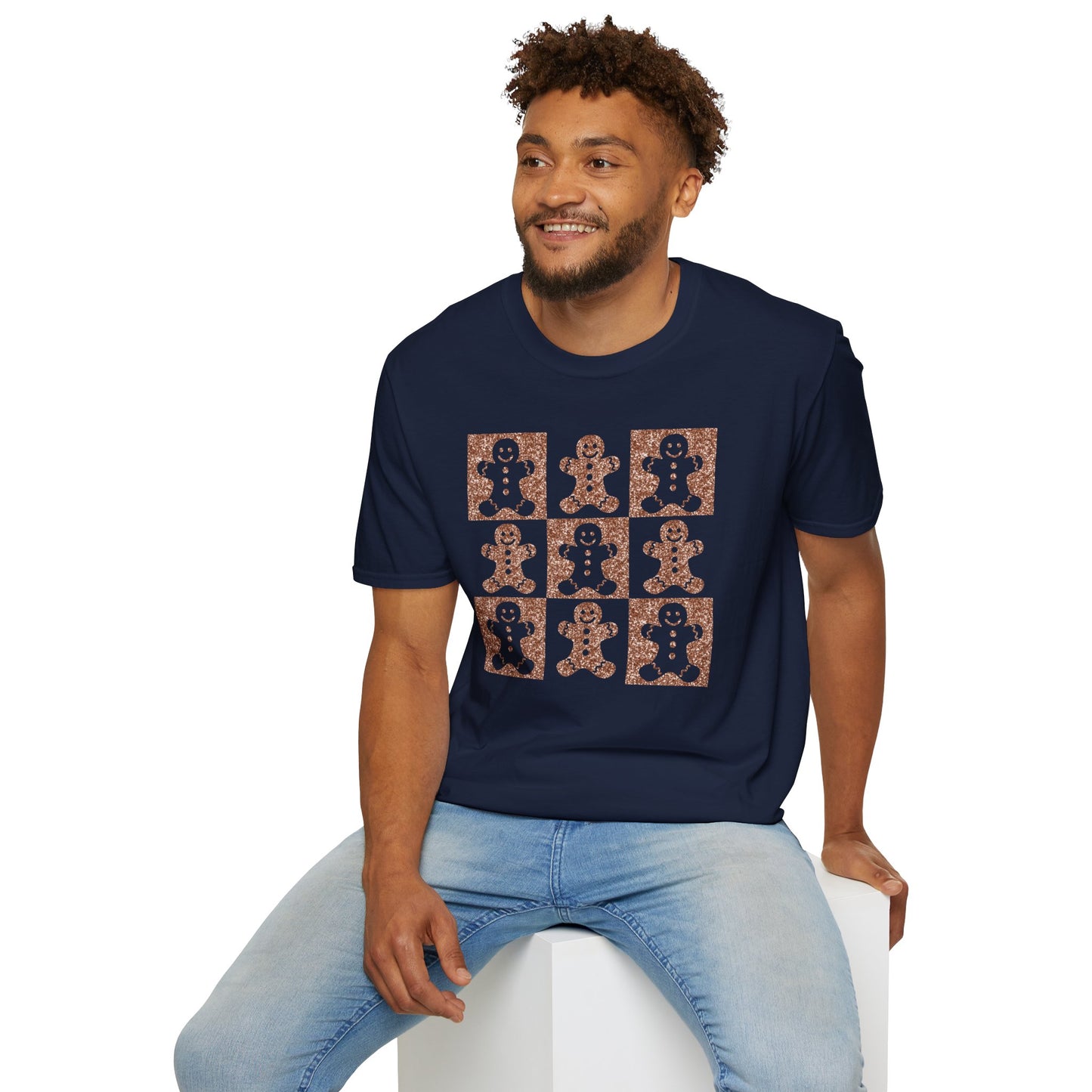 Glittery Gingerbread Men | Popular Softstyle Unisex Christmas T-Shirt