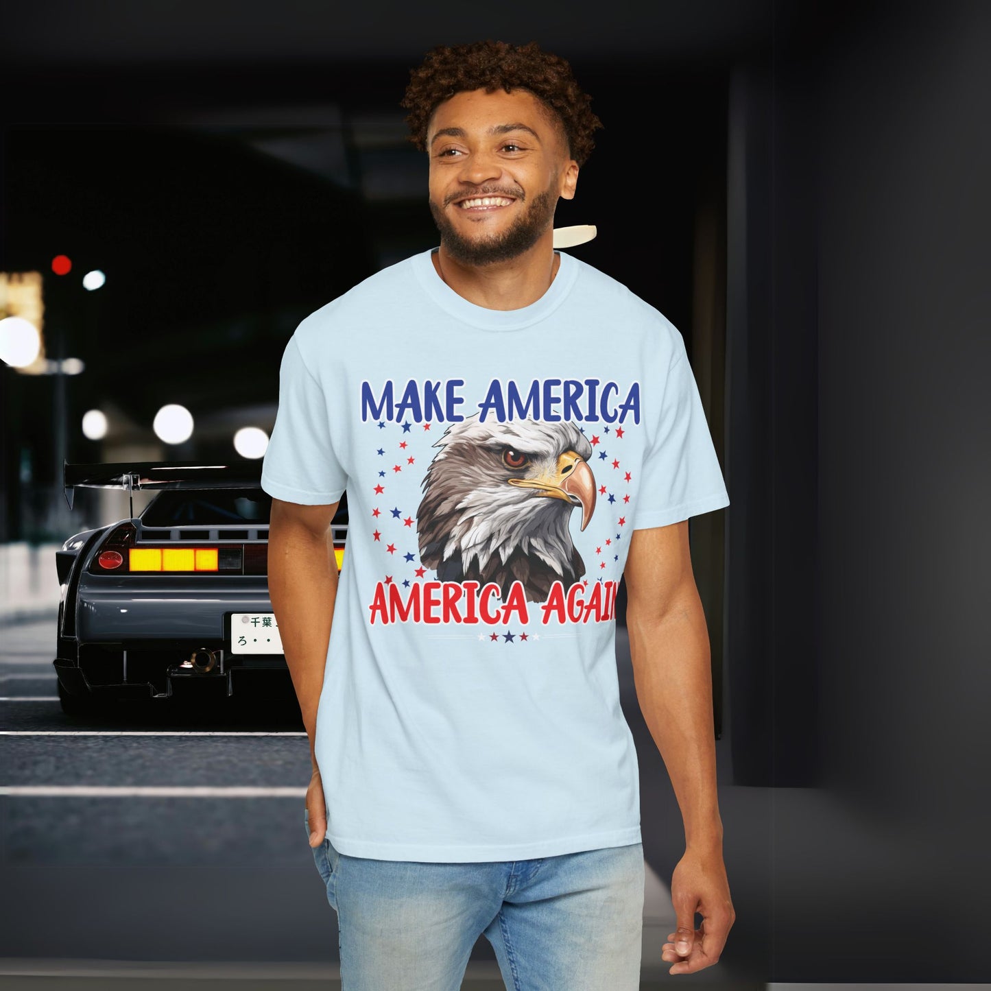 Make America America Again | Men's Garment-Dyed T-Shirt - Bald Eagle & Stars