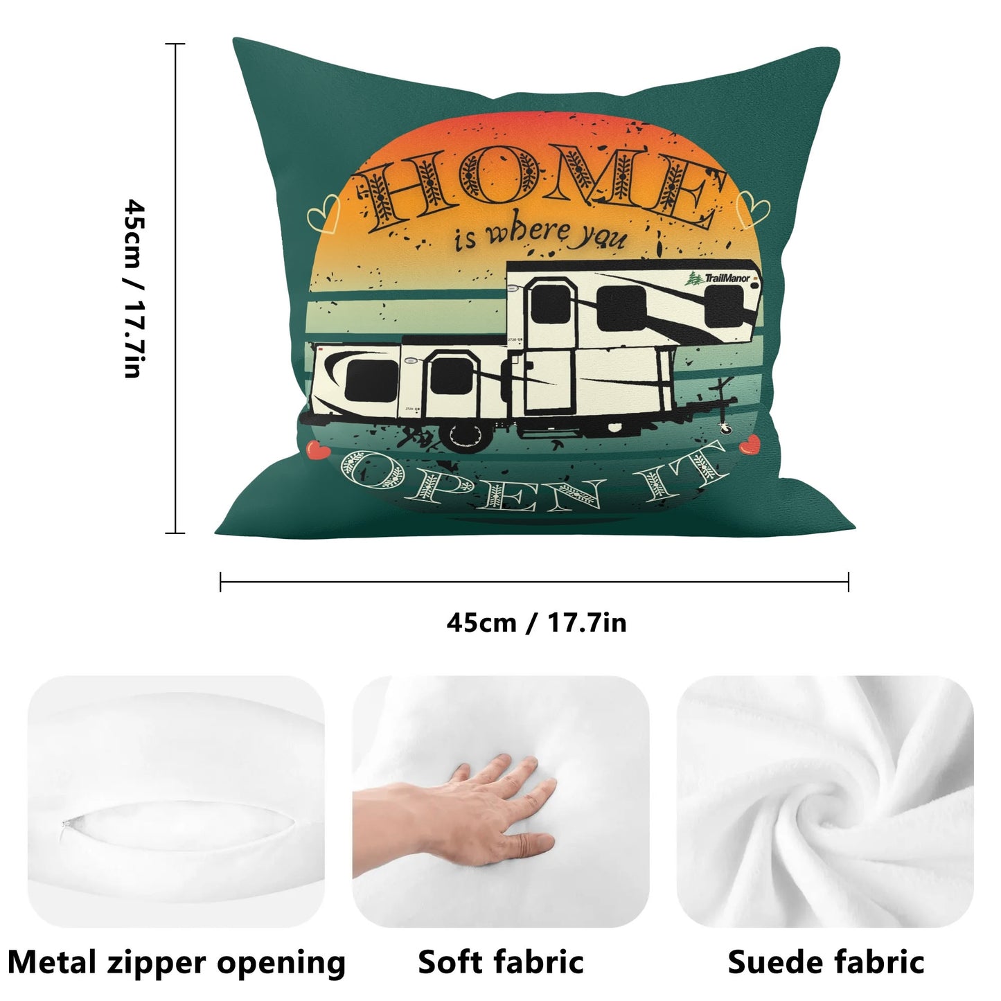 Home Is Where You Open It - TrailManor - Pillow Case Cover 18x18"