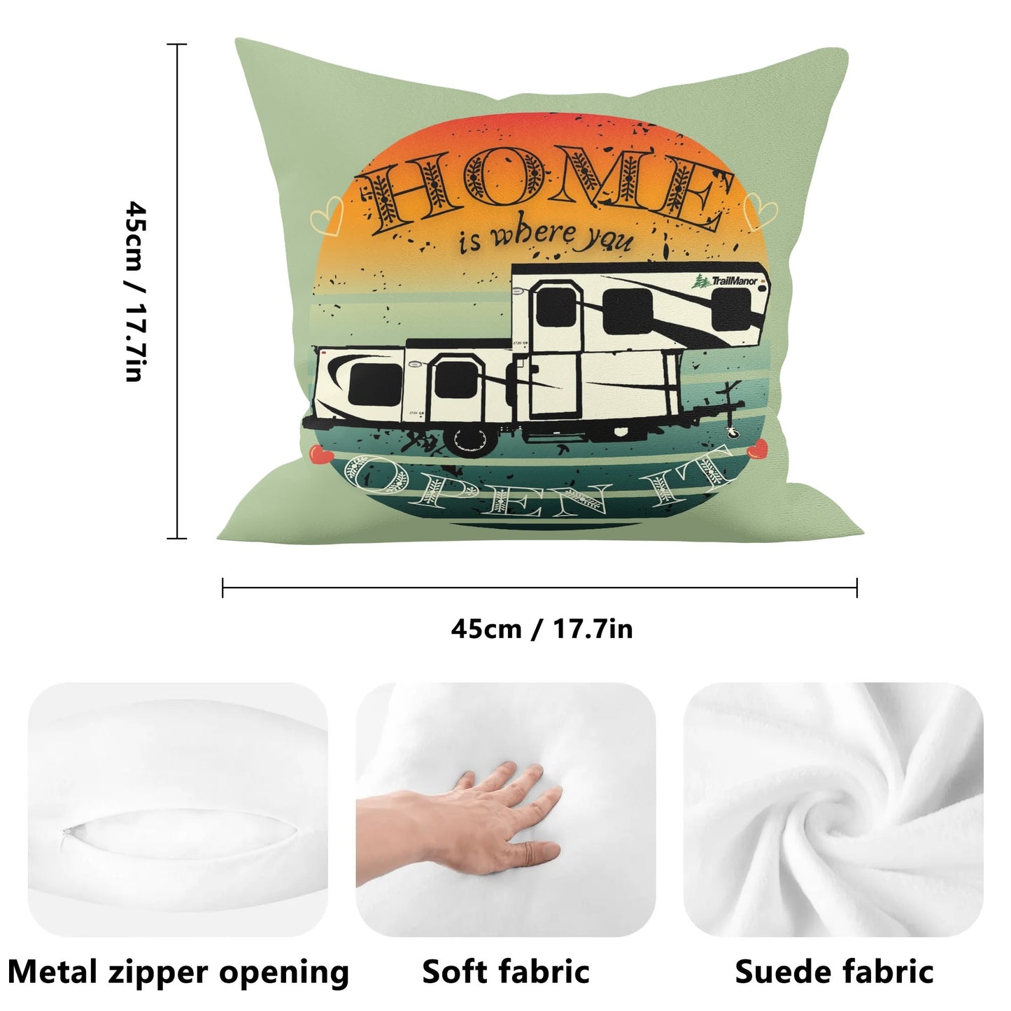 Home Is Where You Open It - TrailManor - Pillow Case Cover 18x18"