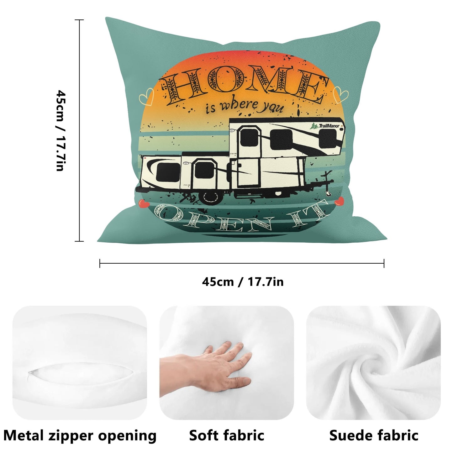 Home Is Where You Open It - TrailManor - Pillow Case Cover 18x18"