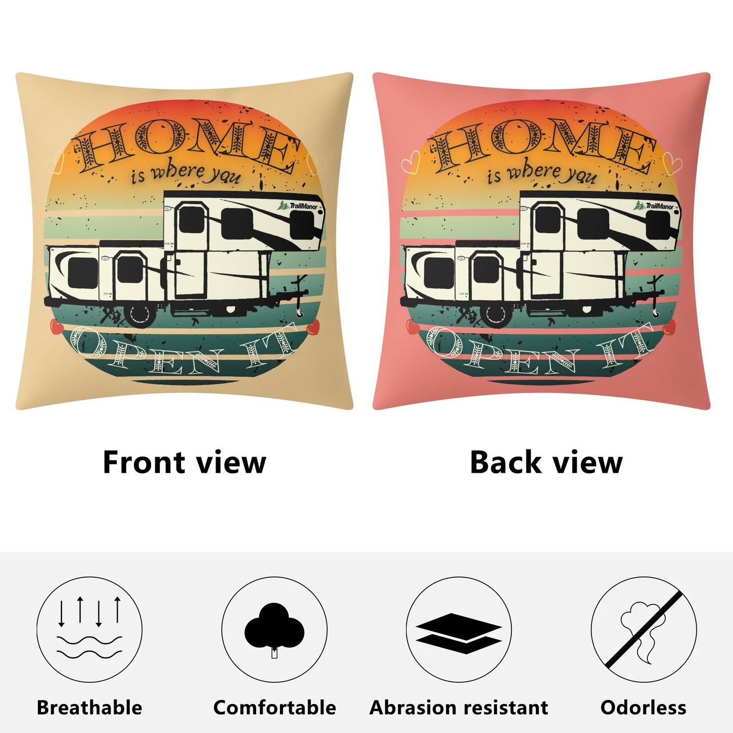 Home Is Where You Open It - TrailManor - Pillow Case Cover 18x18"