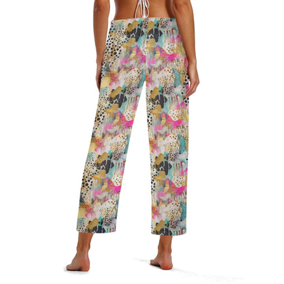 Womens Sheer Floral Swimsuit Bikini Beach Cover-Up Pants