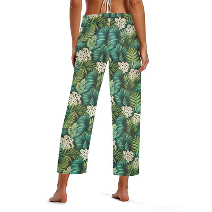 Womens Sheer Floral Swimsuit Bikini Beach Cover-Up Pants