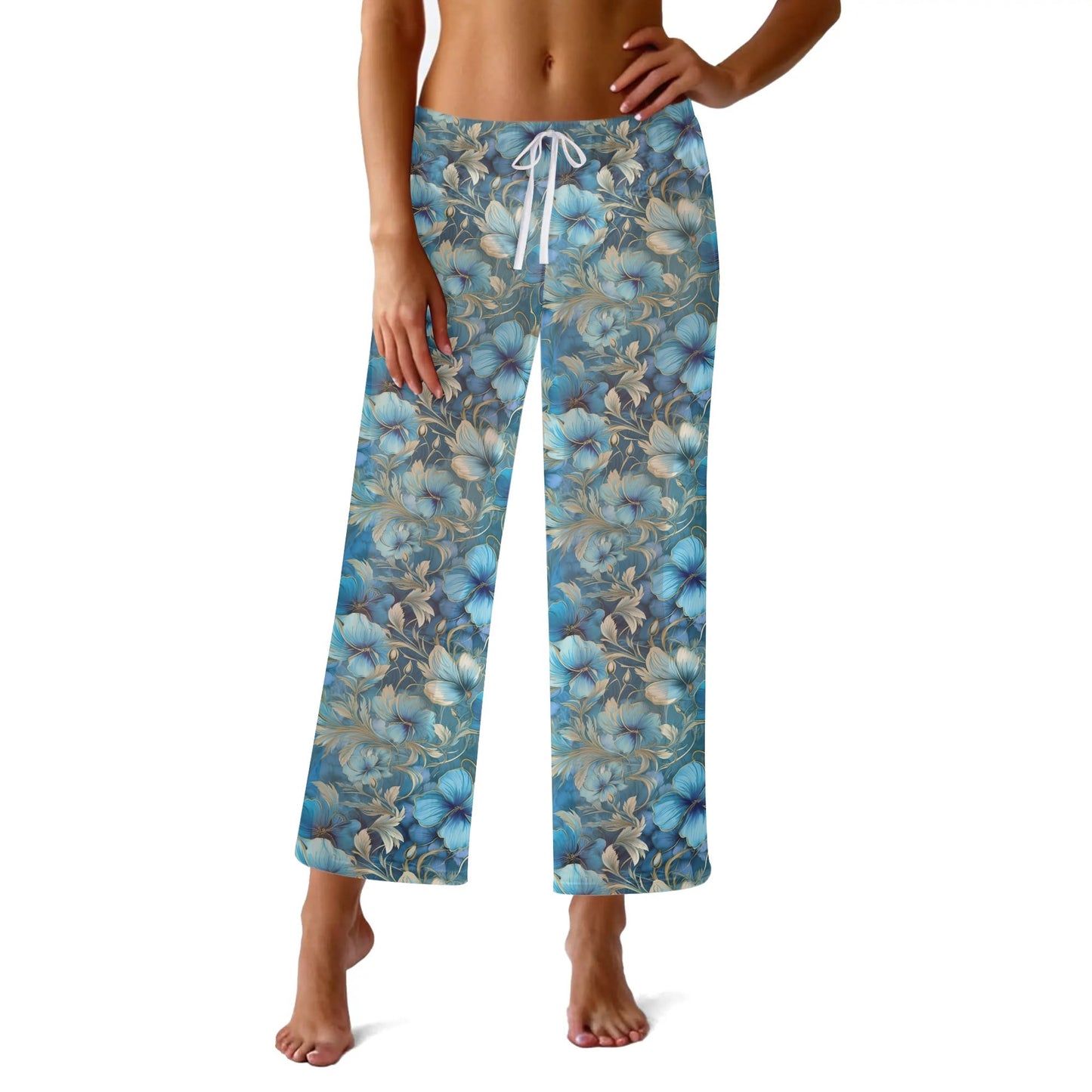 Womens Sheer Floral Swimsuit Bikini Beach Cover-Up Pants