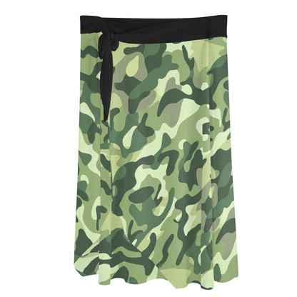 Womens Camo Swimsuit Cover Up Side Tie Beach Sarong Wrap Maxi Skirt