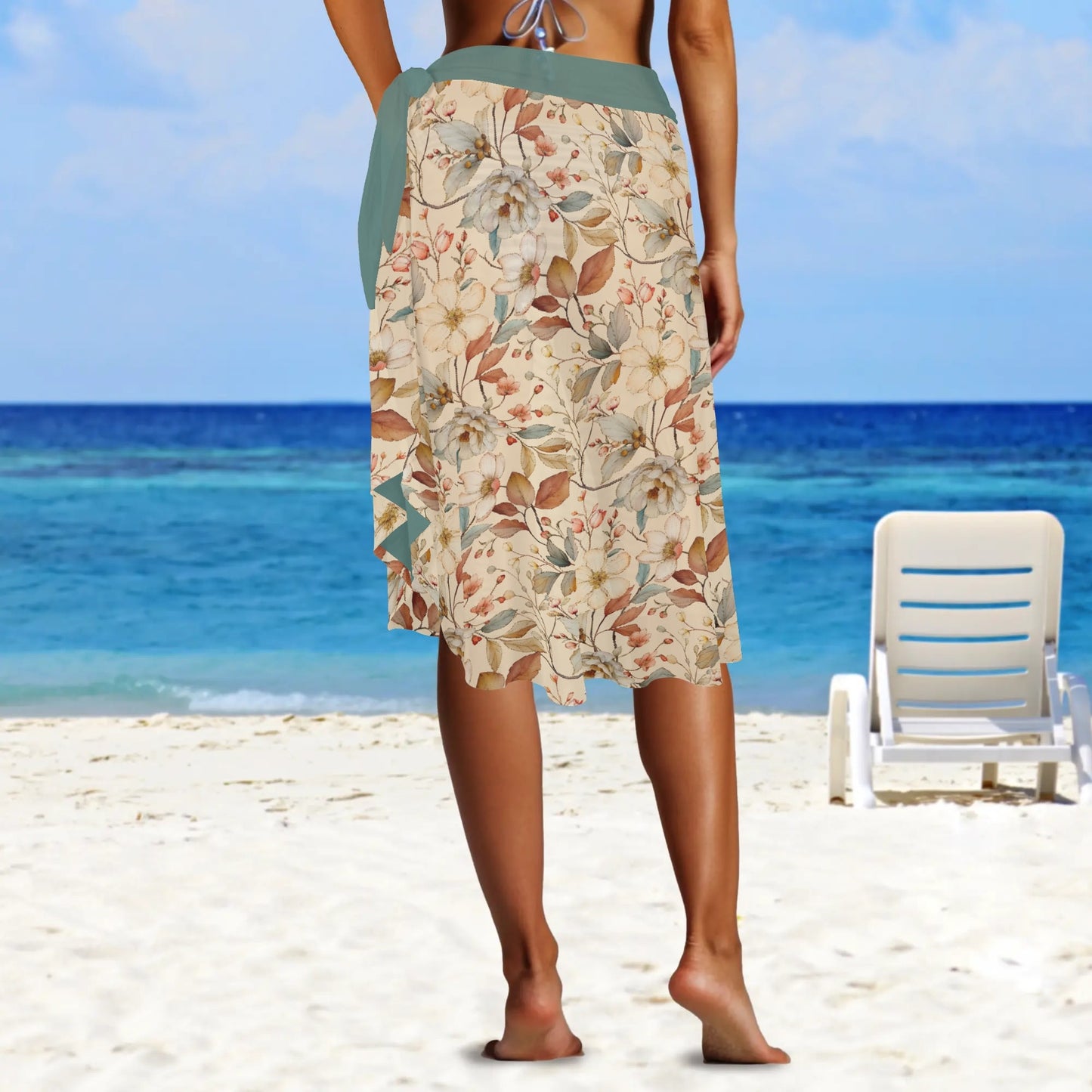 Womens Camo Swimsuit Cover Up Side Tie Beach Sarong Wrap Maxi Skirt