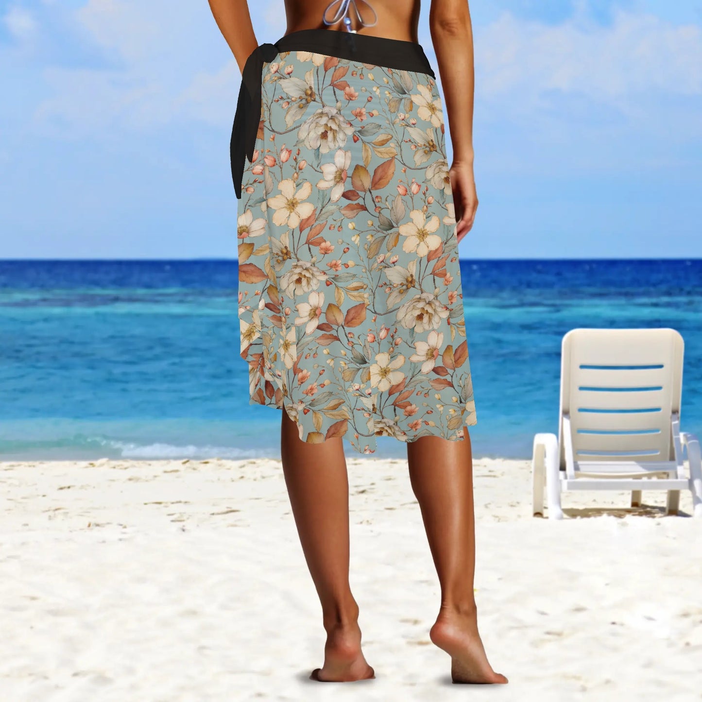 Womens Camo Swimsuit Cover Up Side Tie Beach Sarong Wrap Maxi Skirt