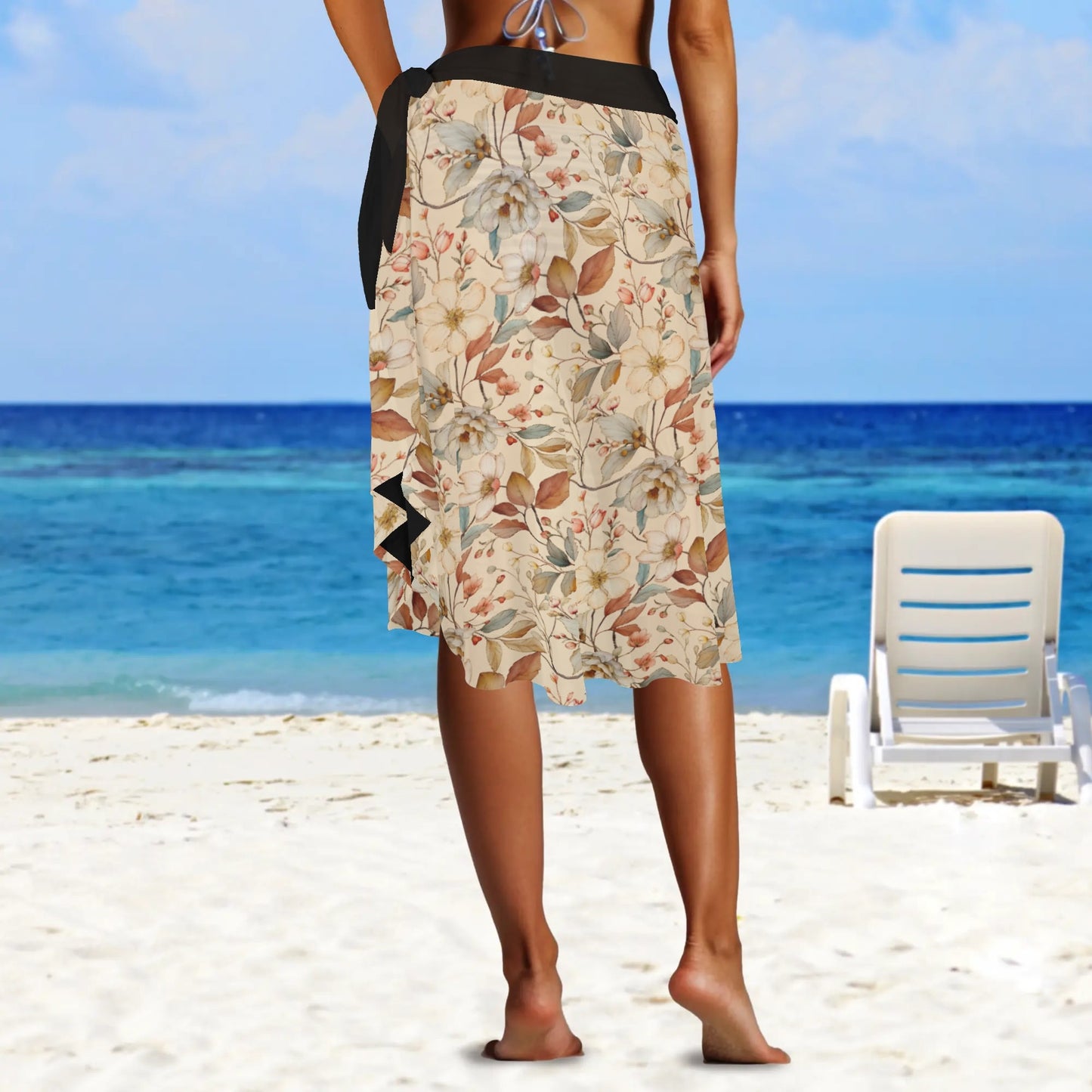 Womens Camo Swimsuit Cover Up Side Tie Beach Sarong Wrap Maxi Skirt