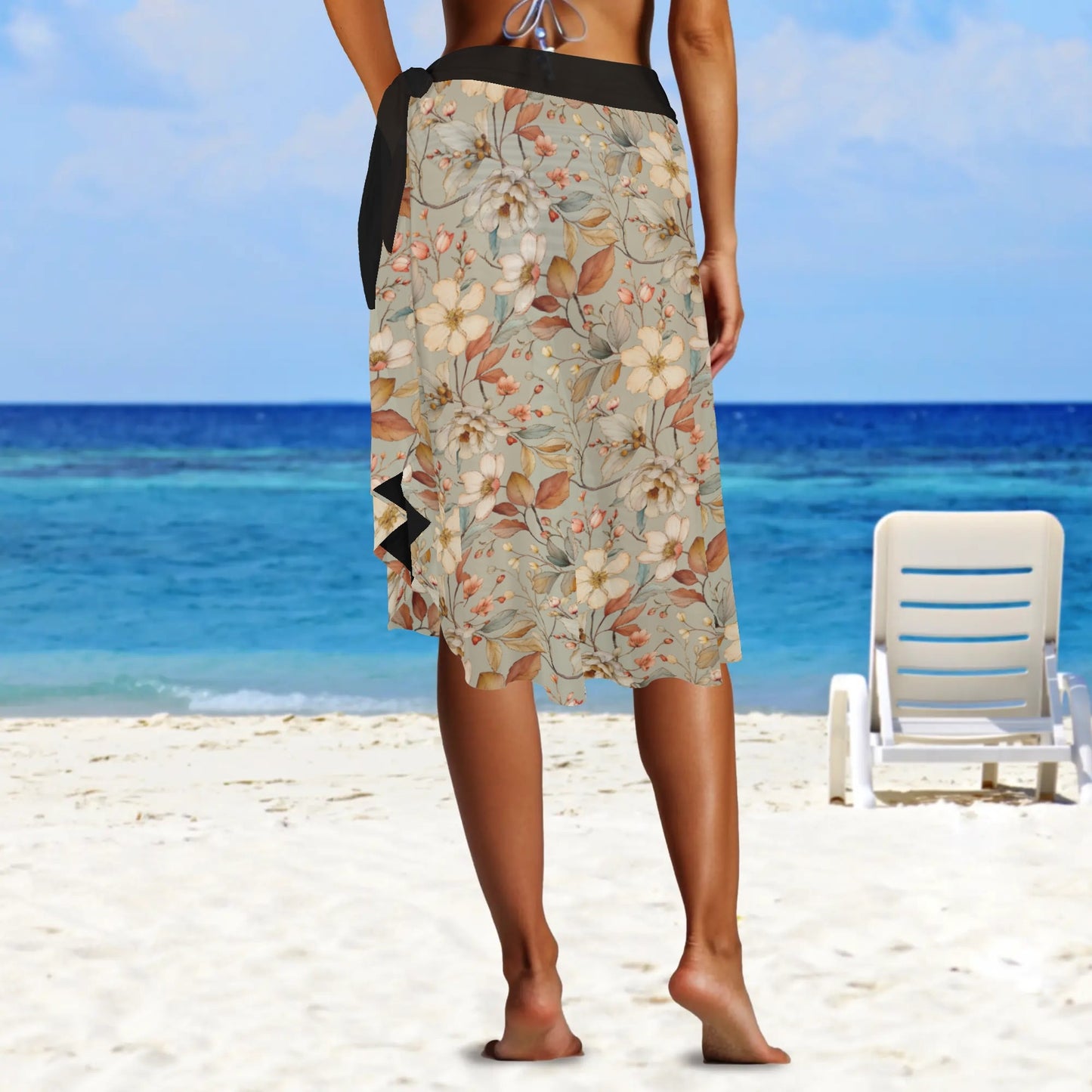 Womens Camo Swimsuit Cover Up Side Tie Beach Sarong Wrap Maxi Skirt