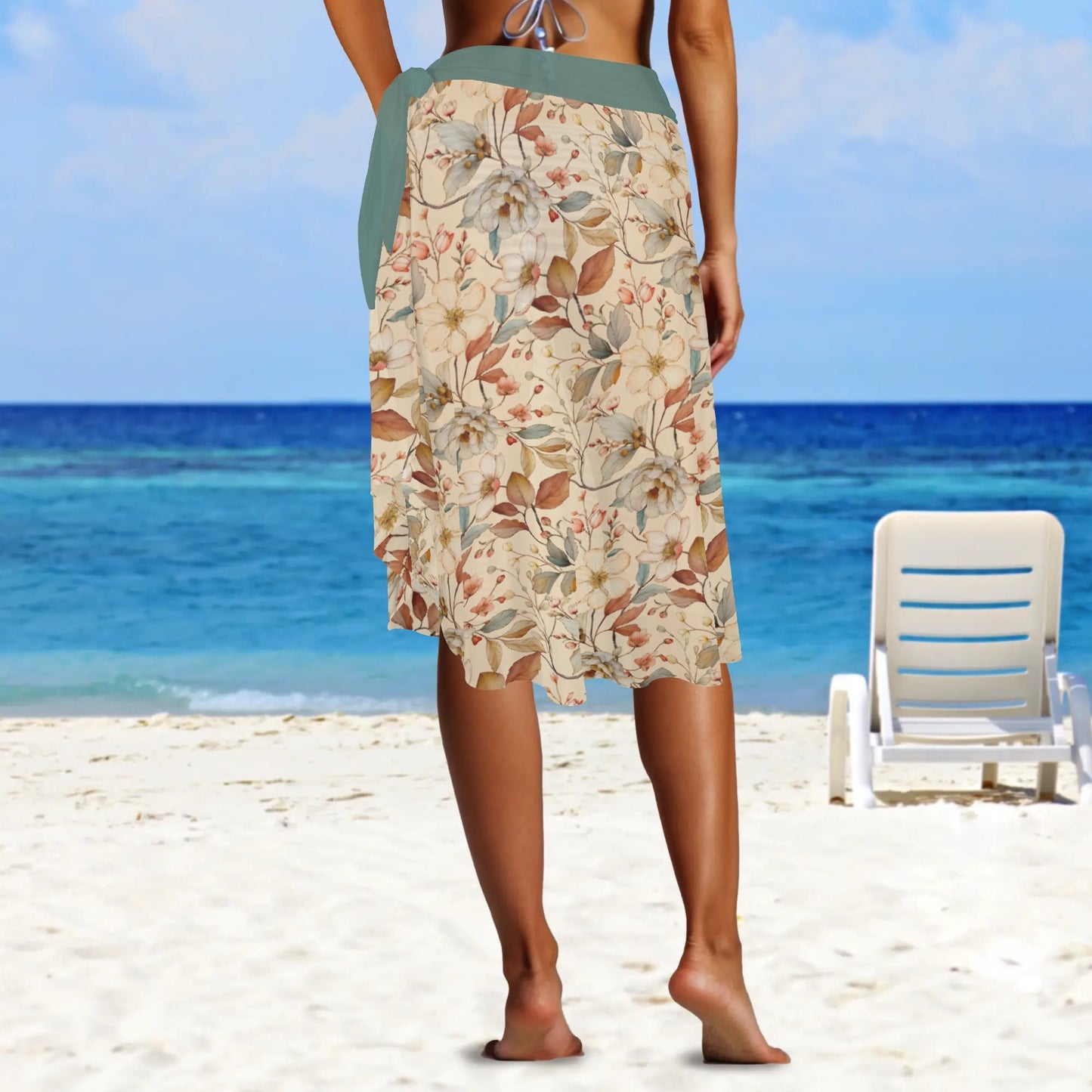 Womens Camo Swimsuit Cover Up Side Tie Beach Sarong Wrap Maxi Skirt