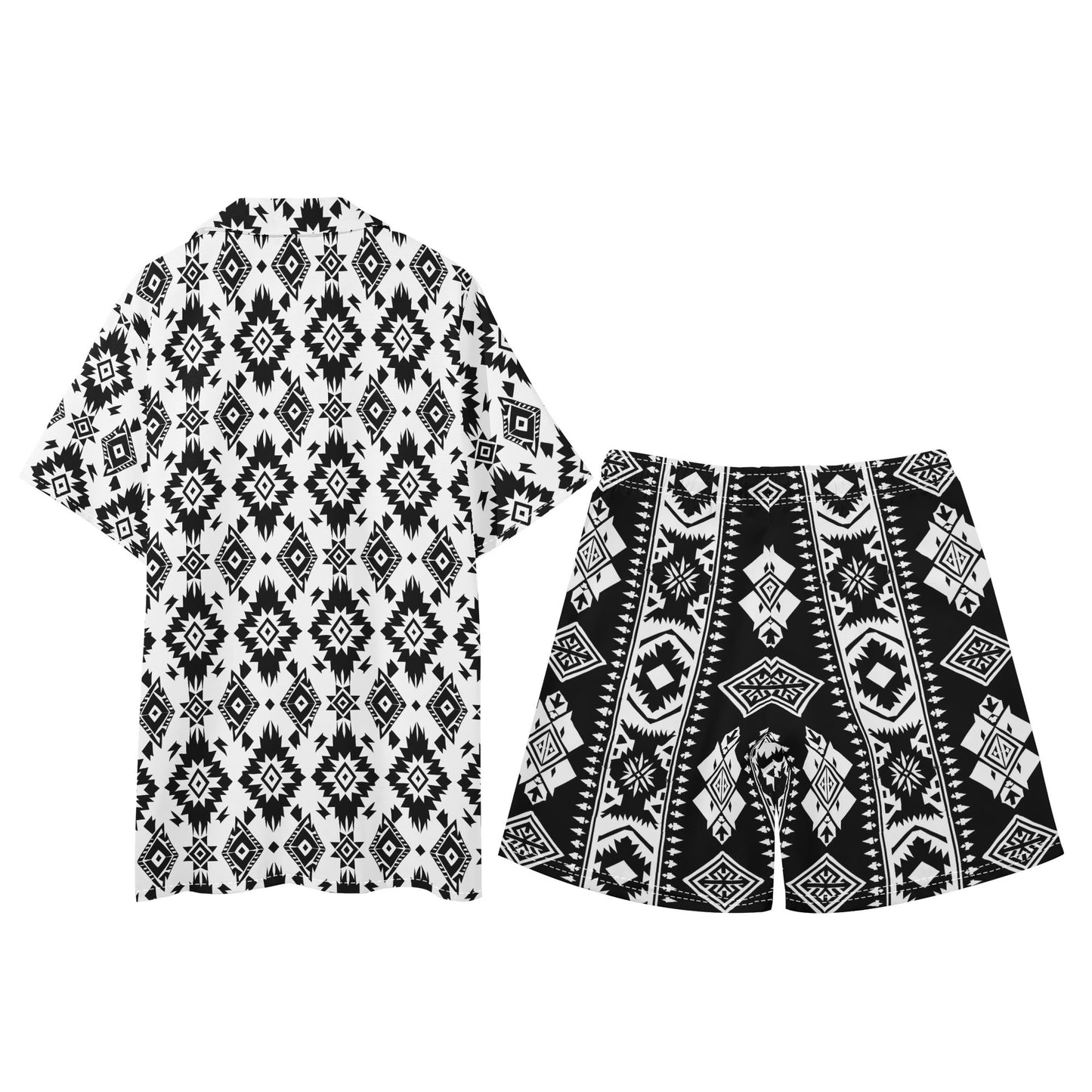 Mens Regular Fit Hawaiian Short Sleeve Shirt and Shorts Set