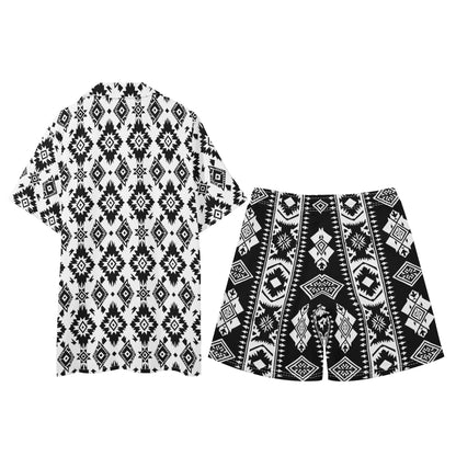 Mens Regular Fit Hawaiian Short Sleeve Shirt and Shorts Set