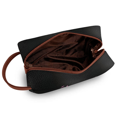 Wake Up and Smell The Hairspray in a Black Leather Look - Toiletry Bag Perfect For Hair Products