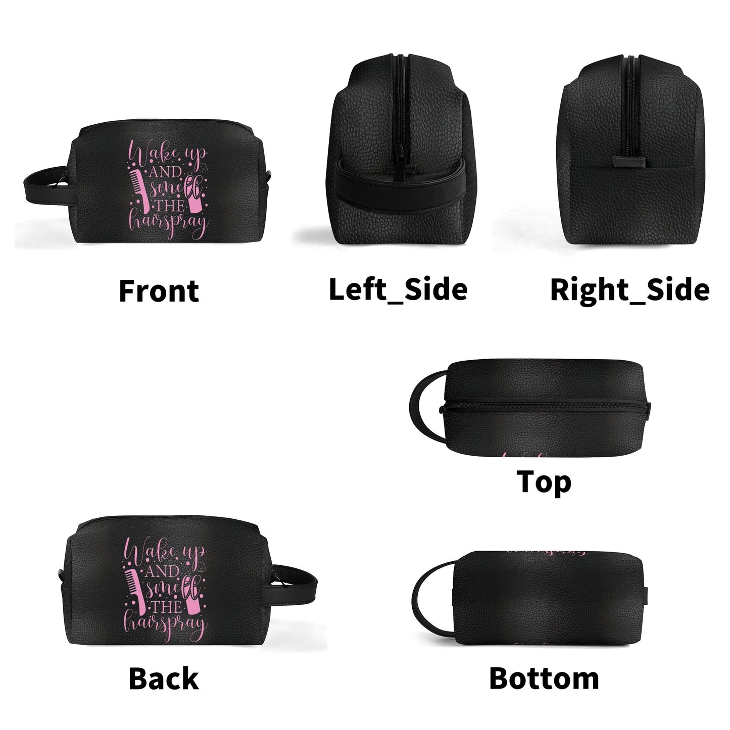 Wake Up and Smell The Hairspray in a Black Leather Look - Toiletry Bag Perfect For Hair Products