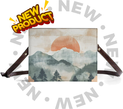 Linen Look - Mountains - Book Lover Handbag Book Cover Crossbody Bag for Literary Lovers