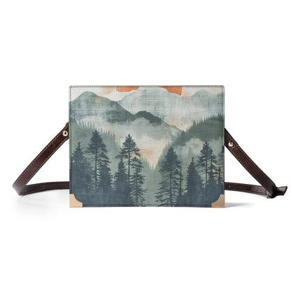 Linen Look - Mountains - Book Lover Handbag Book Cover Crossbody Bag for Literary Lovers