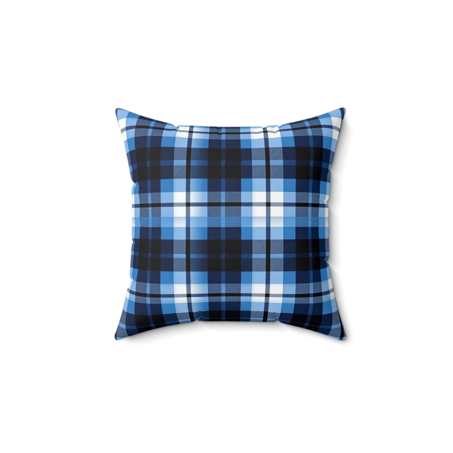 Blue Plaid Cushion & Case - Spun Polyester Square Pillow Available in 4 Sizes