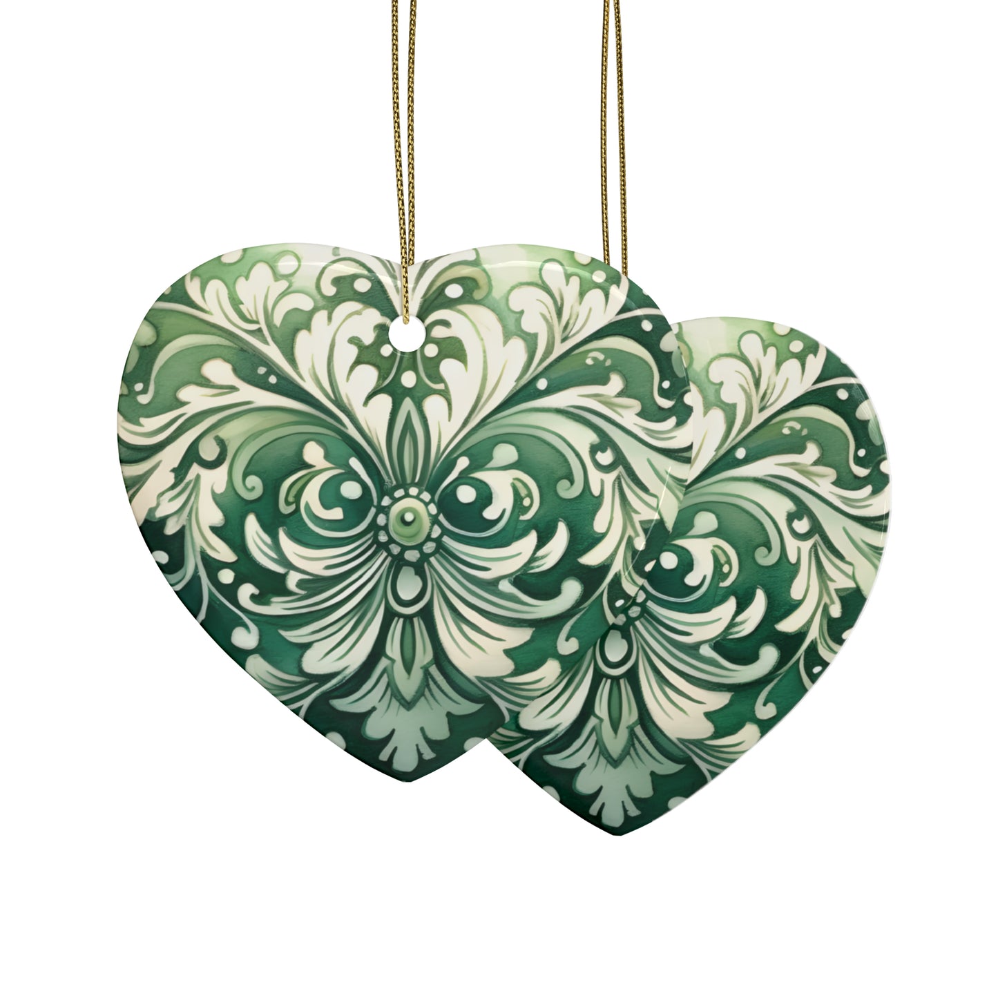 Green Swirl Ceramic Christmas Ornaments (1pcs, 5pcs, 10pcs, 20pcs)