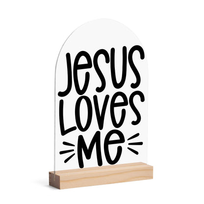 Christian Inspired - Arched Acrylic Night Light Sign with Wood Stand