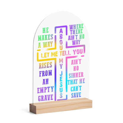 Christian Inspired - Arched Acrylic Night Light Sign with Wood Stand