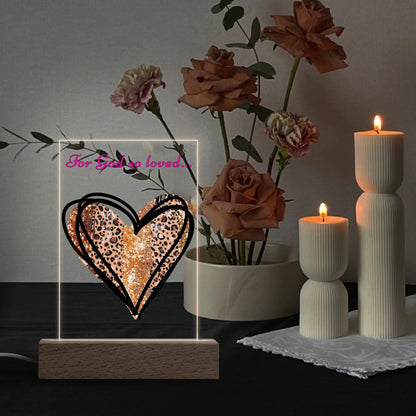 For God So Loved - Rectangular LED Acrylic Night Light with Wooden Base