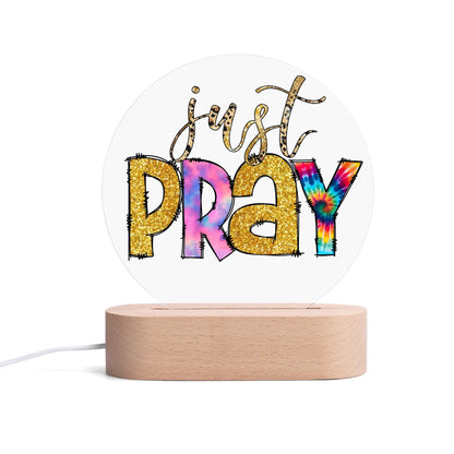 Colourful Christian - Round LED Acrylic Night Light with Wooden Base