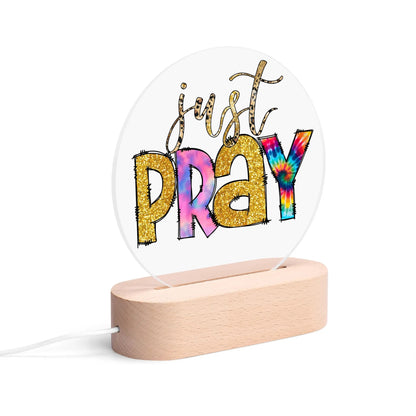 Colourful Christian - Round LED Acrylic Night Light with Wooden Base